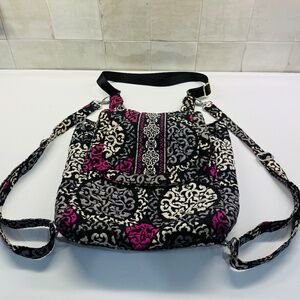 Vera Bradley Magenta Canterbury Backpack Book Bag Diaper Tote Beach Bag …